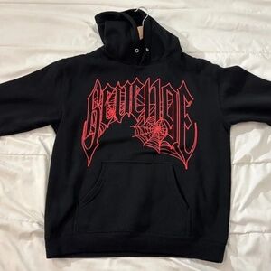 Revenge Web Cross Hoodie Black/Red Streetwear Authentic Size L NWOT